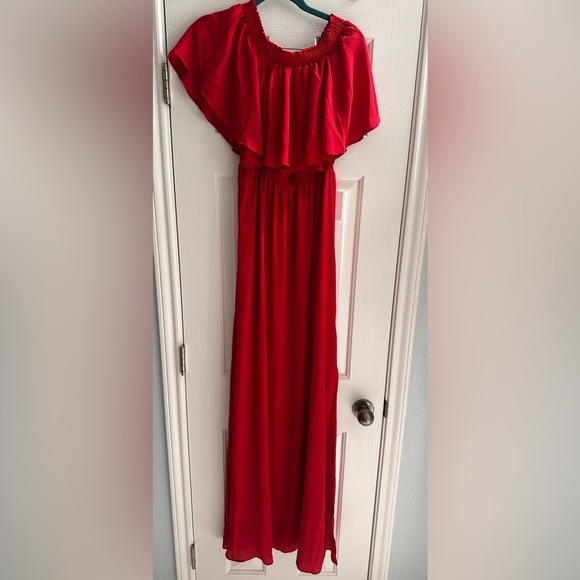 Show Me Your MuMu Red Ruffled Tiered Strapless Maxi Dress Women’s Medium NWT - Picture 2 of 7